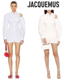 JACQUEMUS La Robe Galliga Cutout Poplin Mini Dress in White sz FR 36 US 4 920$